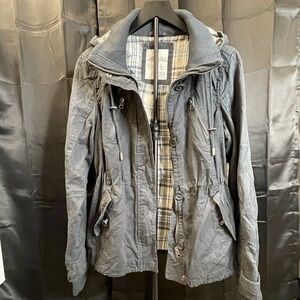 (SOLD) Aeropostale Gray Utility Jacket with Plaid Lining